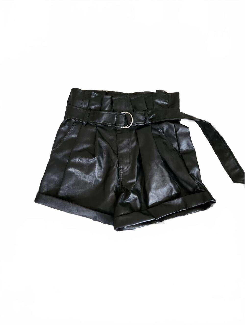 Madden NYC black faux leather Shorts